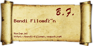 Bendi Filomén névjegykártya